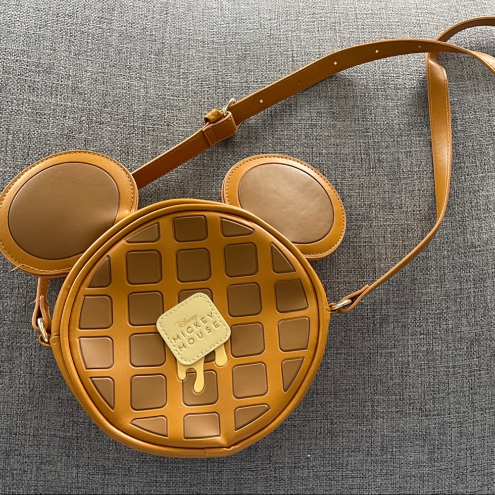 Disney Mickey Mouse Waffle Crossbody Bag - Brown and Tan